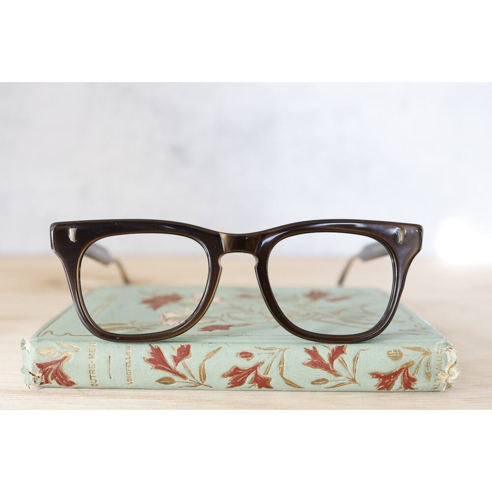 Vintage Marine Optical Eyeglasses 1960s Metallic Brown 51-21 Retro Academia MCM
